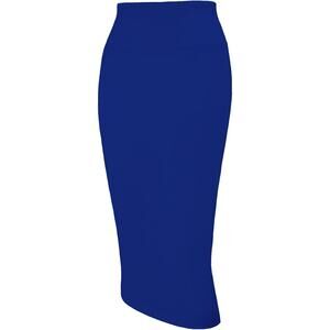 NEW Womens Pencil Skirt High Waist Below Knee Bodycon Slim Fit Blue Sz 3X 18-20